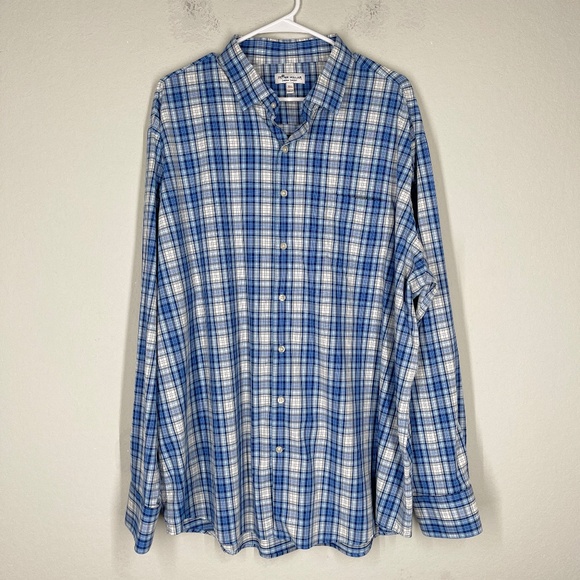 Peter Millar Summer Comfort Shirt Men's XXL Blue Check Button Up Long Sleeve - Picture 1 of 13